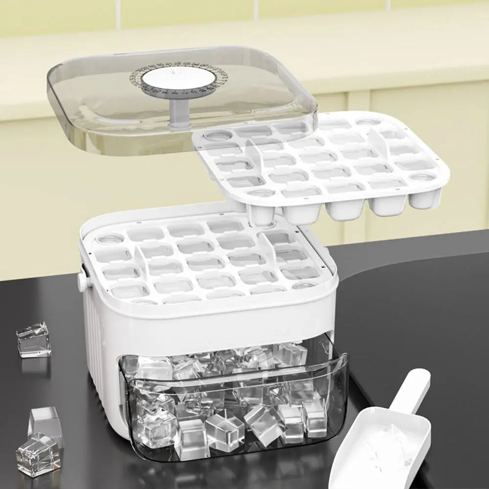 Ice Cube Maker With Easy Press Cap Double Layer Ice Box