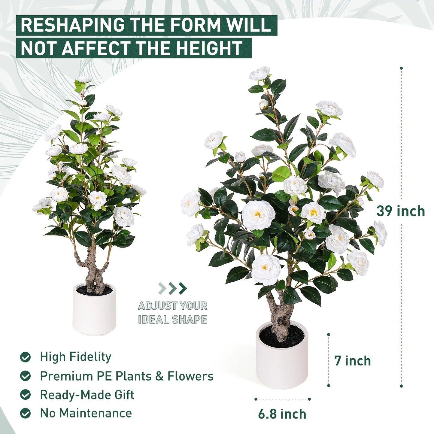 Two Pack Artificial Camellia Tree With Planter For Indoor Outdoor