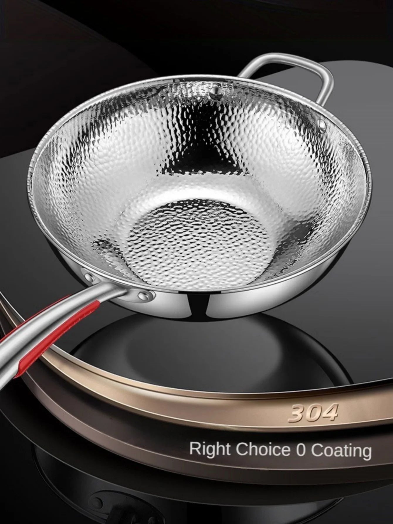 Titanium Round Bottom Wok Uncoated Nonstick Pan Induction Compatible