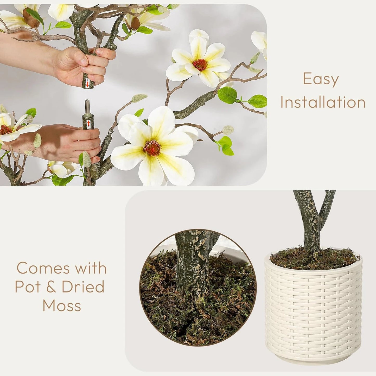 Artificial Magnolia Plant With LED Lights Outdoor Decor