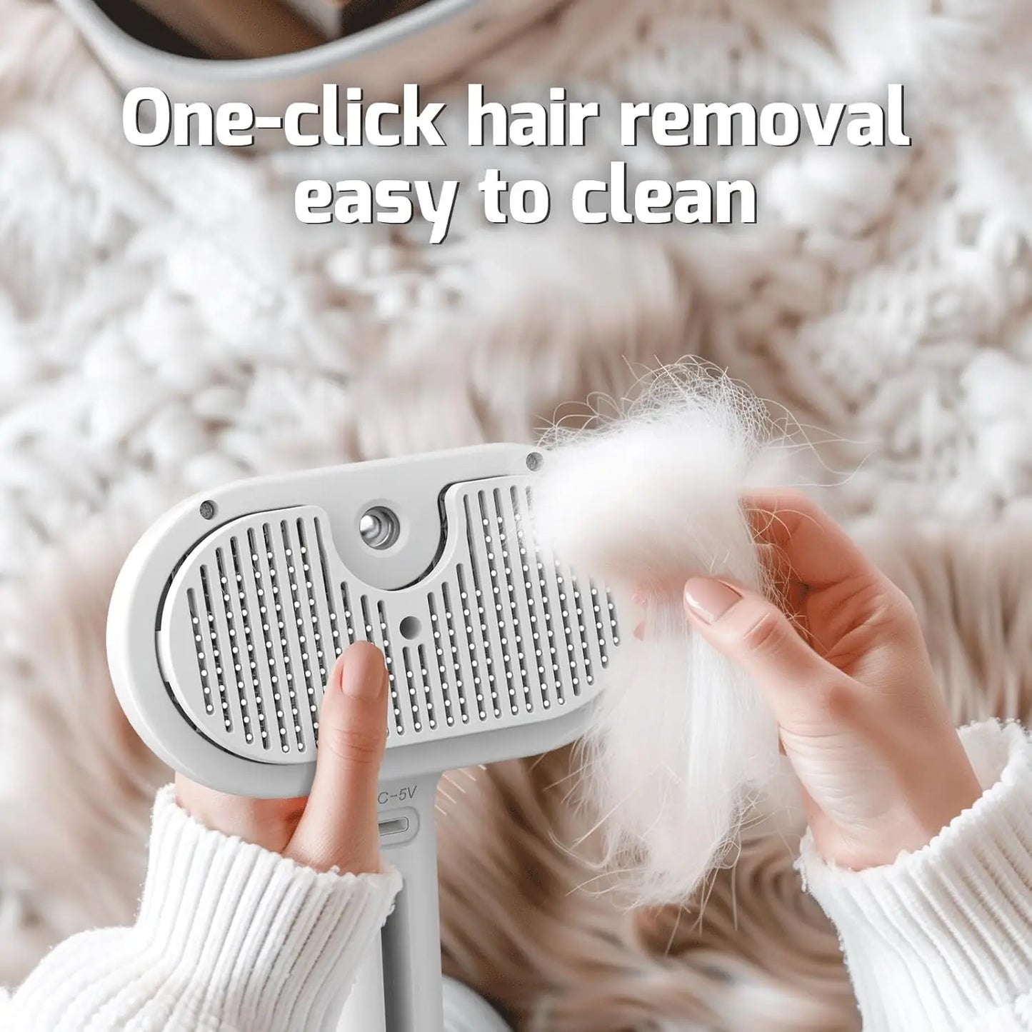 Pet Hair Removal Steam Brush For Grooming With Water Tank