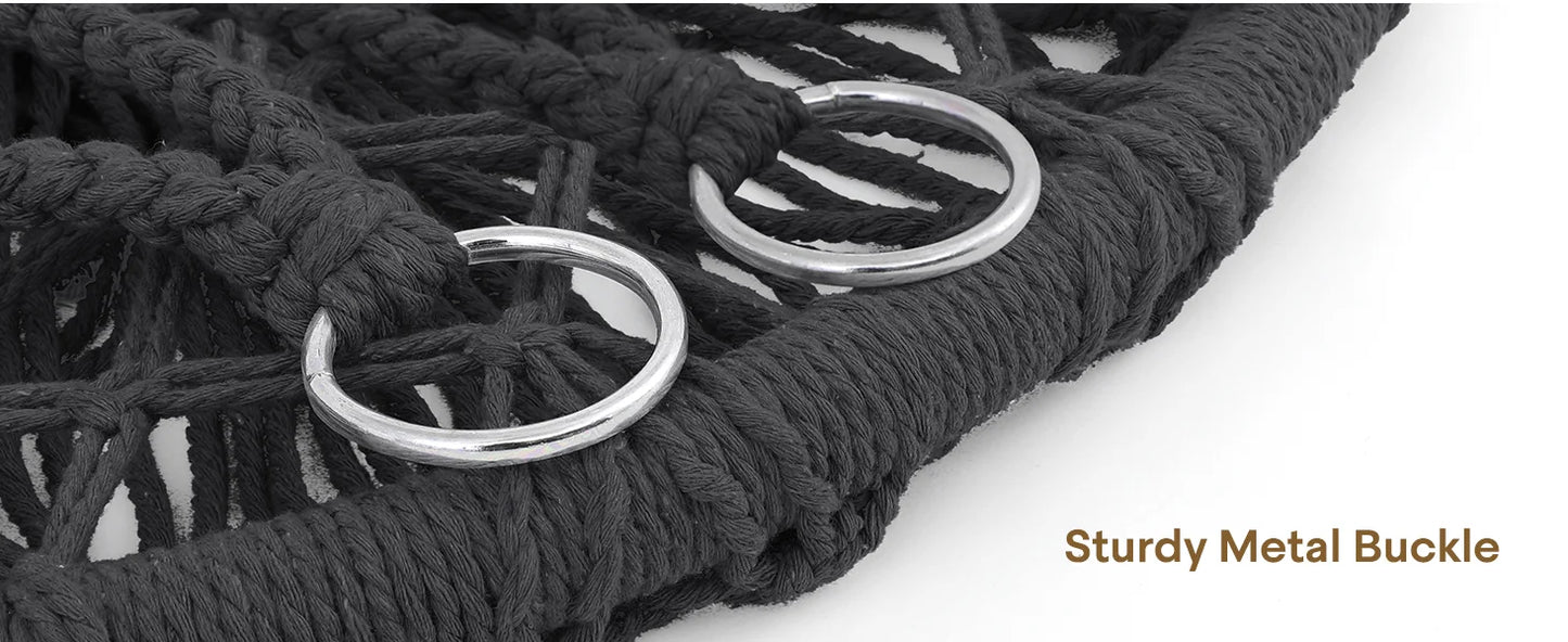 Hammock Swing Chair Cotton Cushions Macrame Rope Indoor Outdoor Furniture