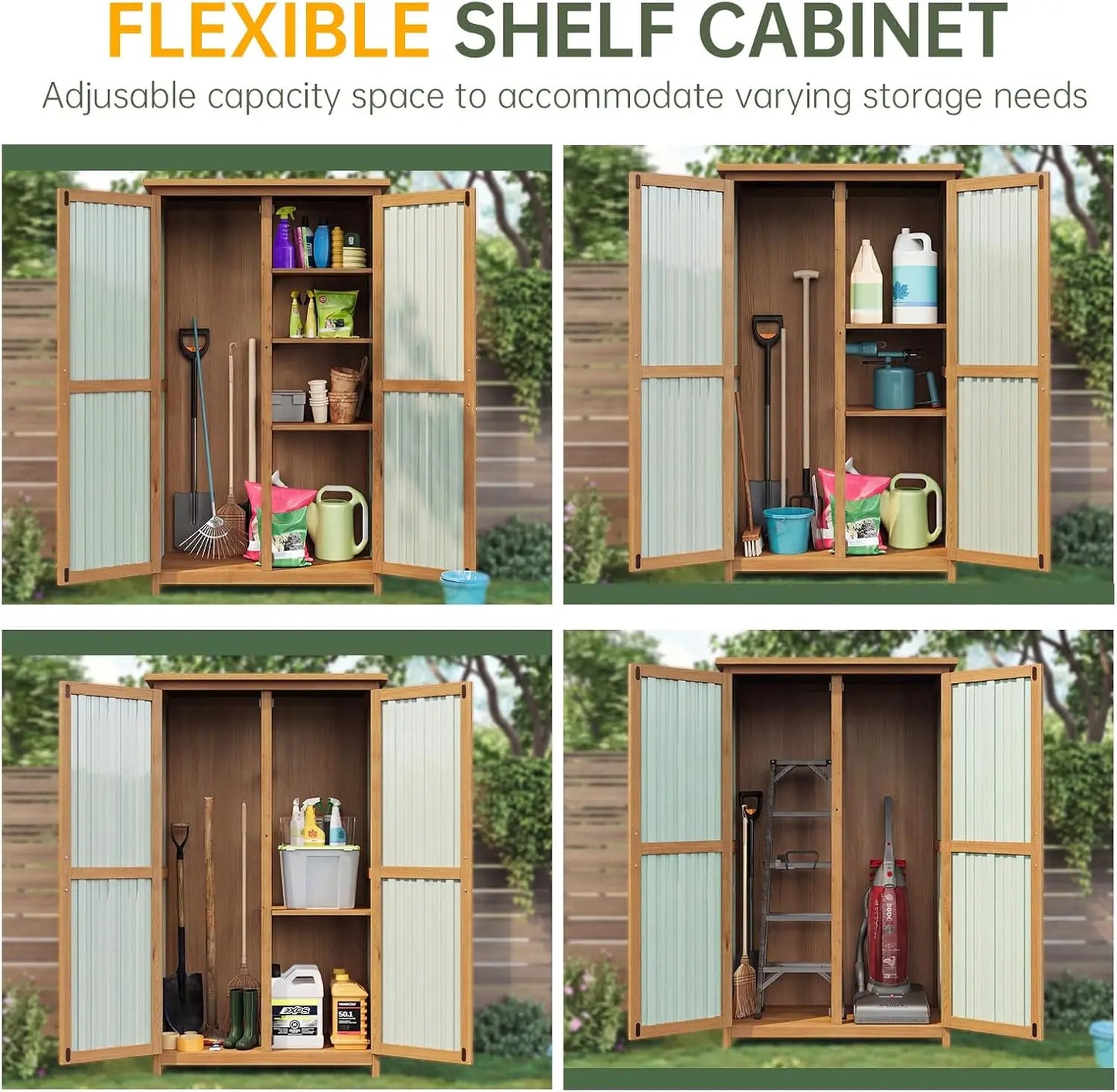Outdoor Storage Cabinet Shed Tall Vertical With Lockable Doors