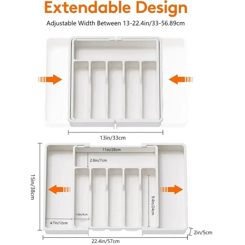 Adjustable Plastic Tableware Organizer For Kitchen Drawer Storage