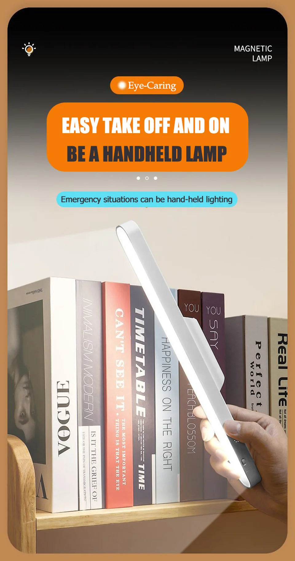 Remote LED Desk Lamp Magnetic Hanging Night Light USB Rechargeable