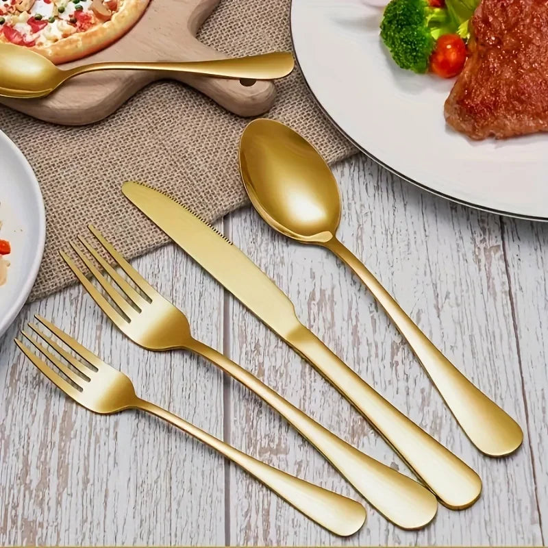 Luxury Golden Flatware Set 30 60 Piece Stainless Steel Cutlery