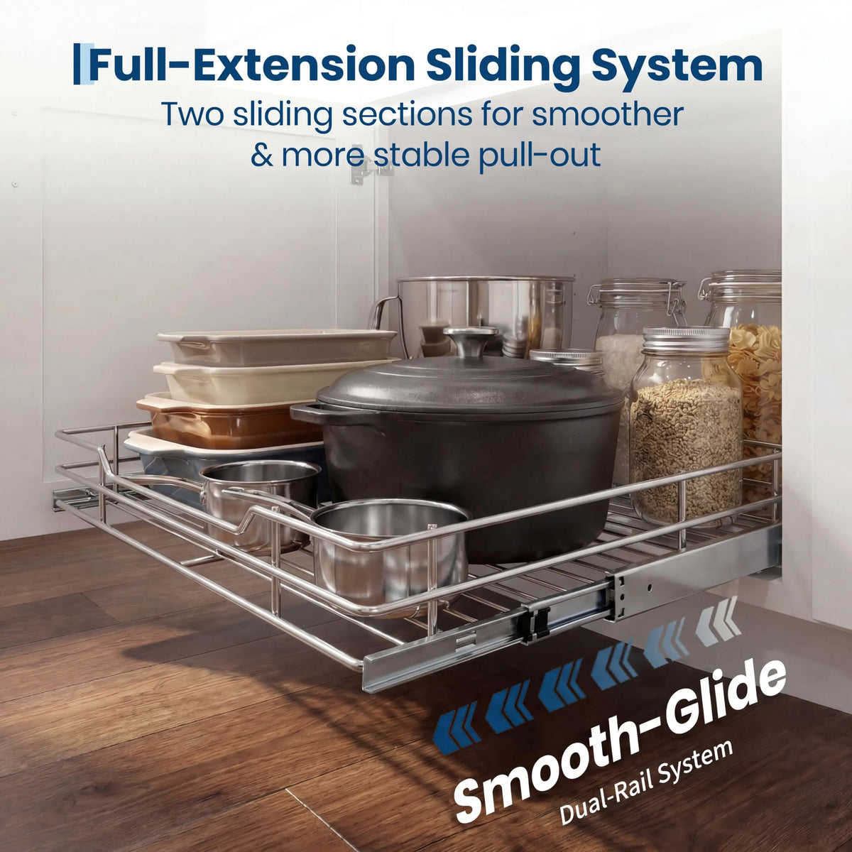 HiMISS Pull Out Cabinet Organizer Stainless Steel Kitchen Storage Shelf