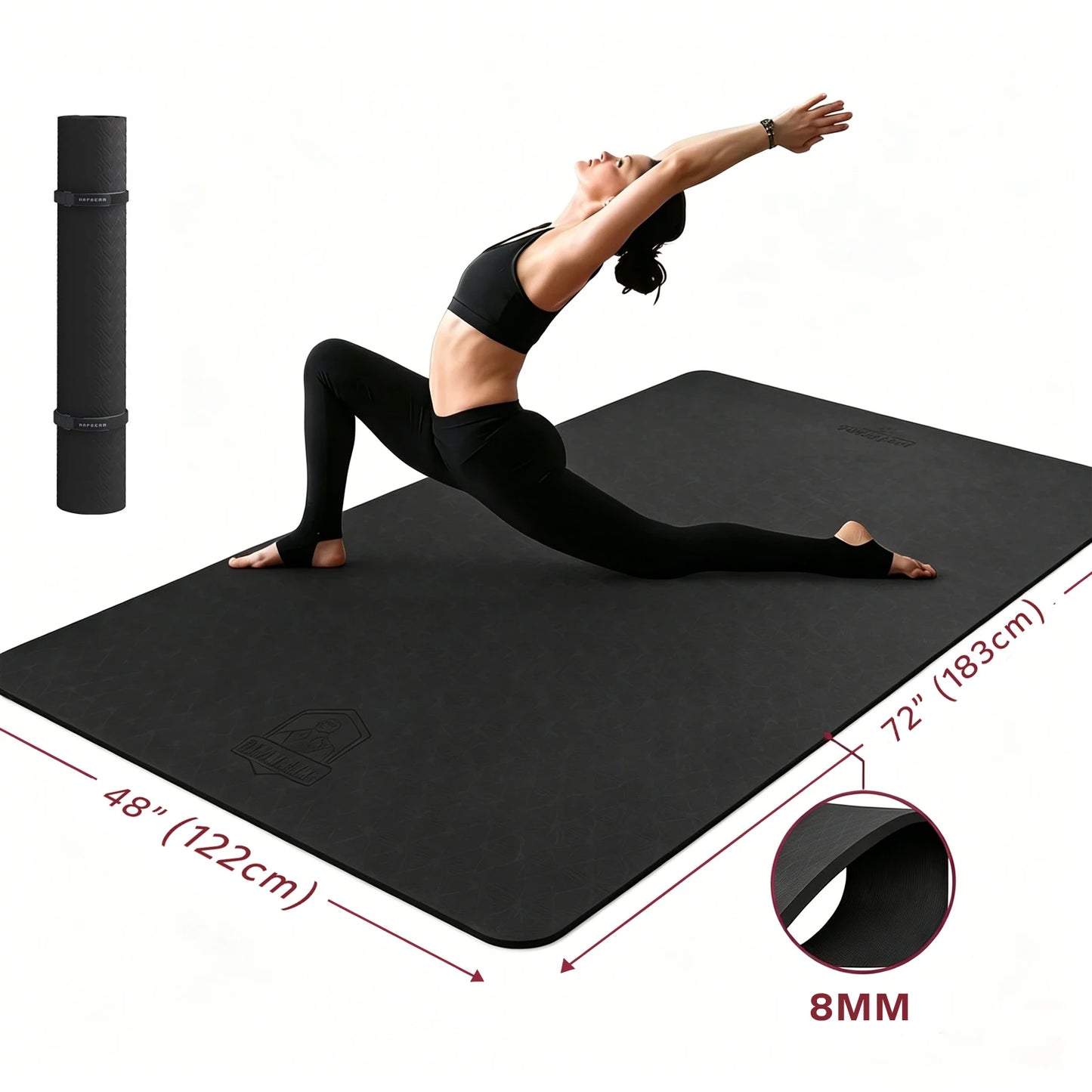 HAPBEAR Extra Large TPE Eco Friendly Non Slip Exercise Mat
