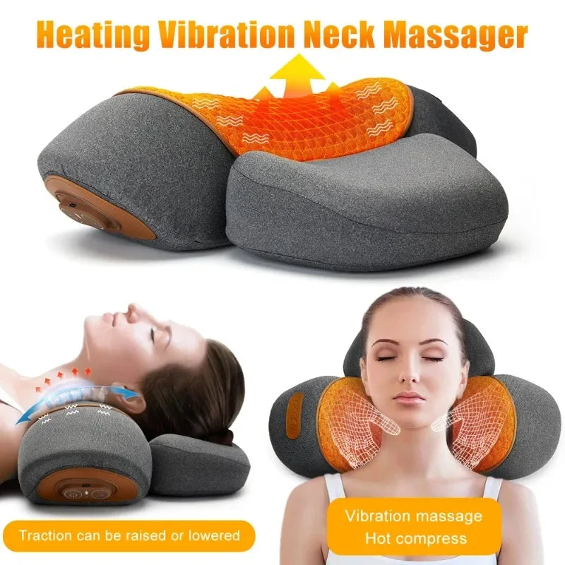 PAQIN Electric Neck Massager Pillow Heating Vibration Cervical Back Support
