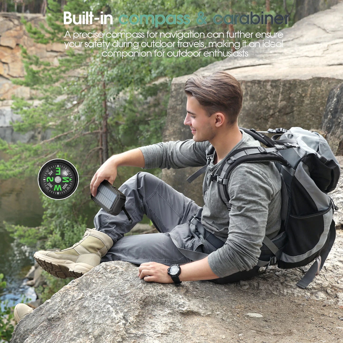 40,000mAh Solar Power Bank With Hand Crank And USB-C Fast Charging