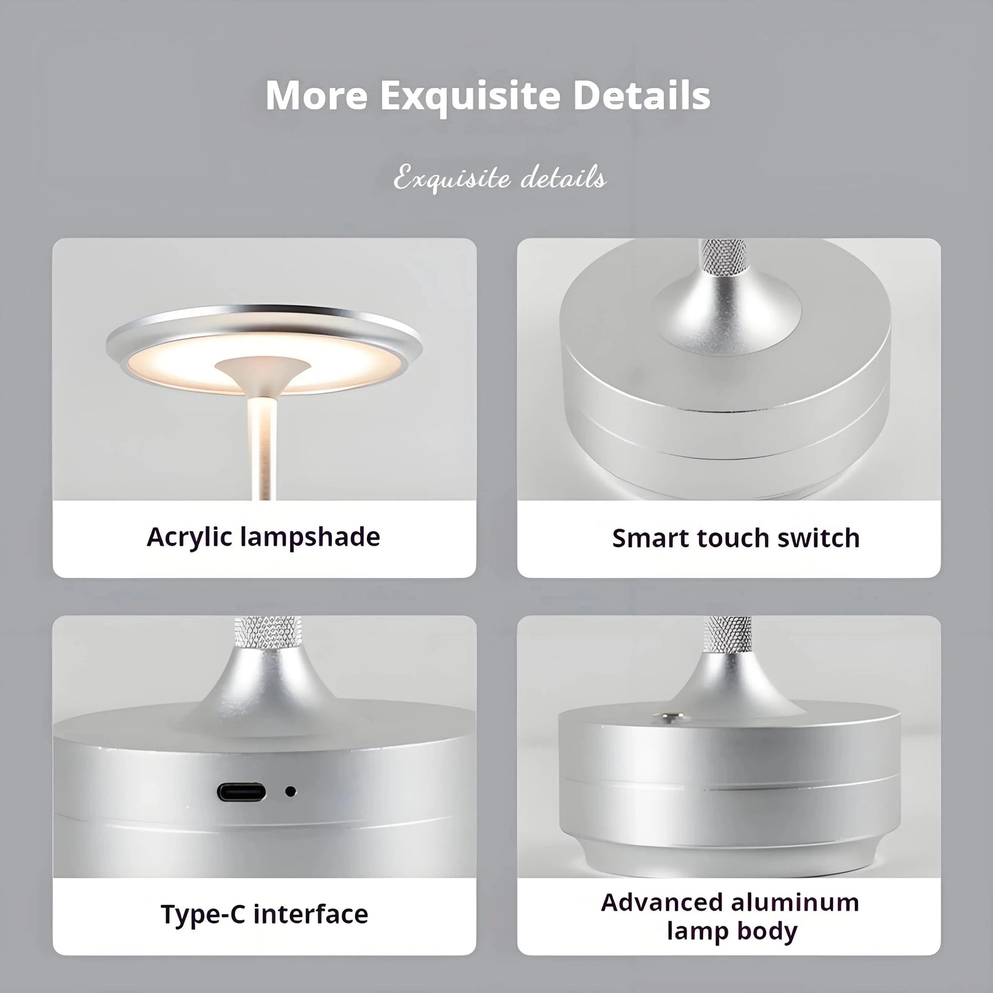 KFV Rechargeable Wireless Table Lamp LED Touch Sensor Night Light