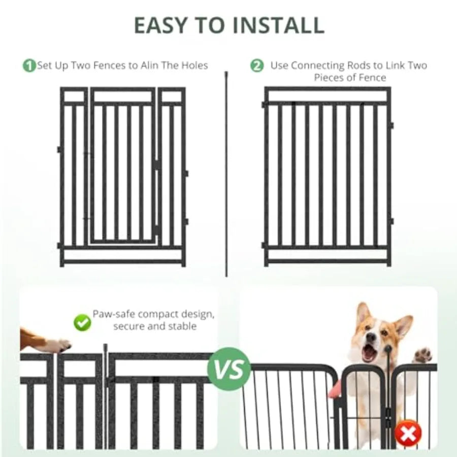 Portable Dog Fence And Puppy Playpen Foldable Metal Mesh For Outdoor Use