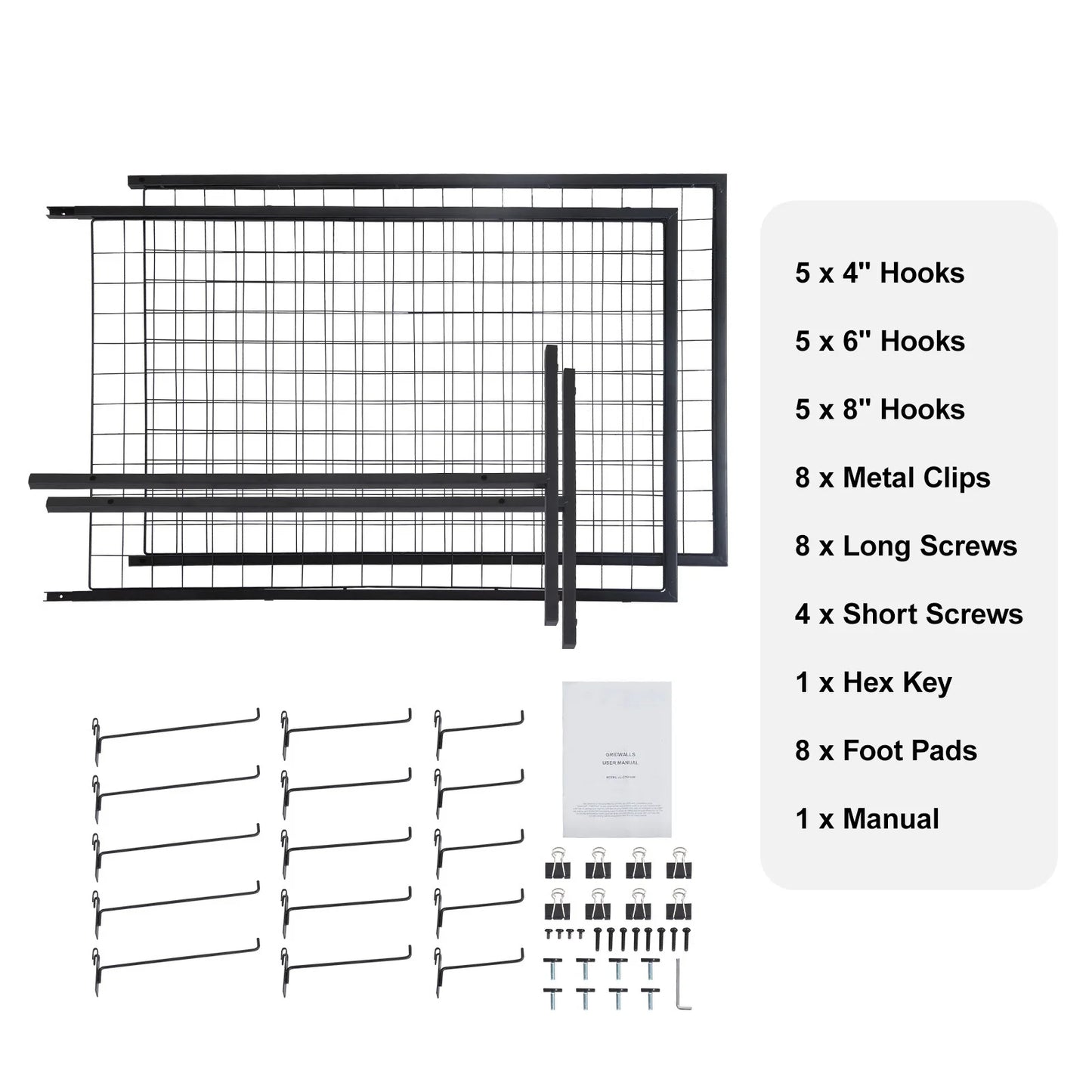 SucceBuy Grid Wall Panels Display Rack Double Sided With Hooks