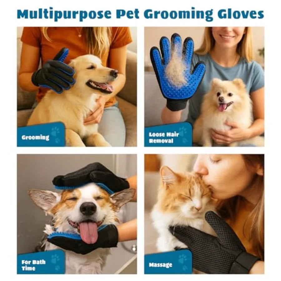Professional Pet Grooming Gloves Deshedding Massager Mitt For Dogs Cats