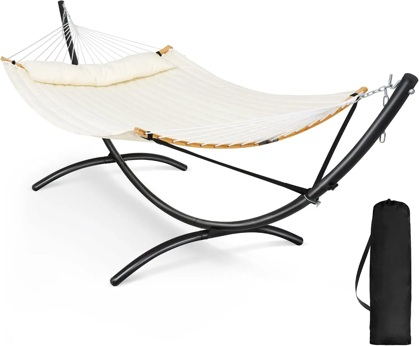 Outdoor Double Hammock With Stand Freestanding Frame 475 Lbs Capacity