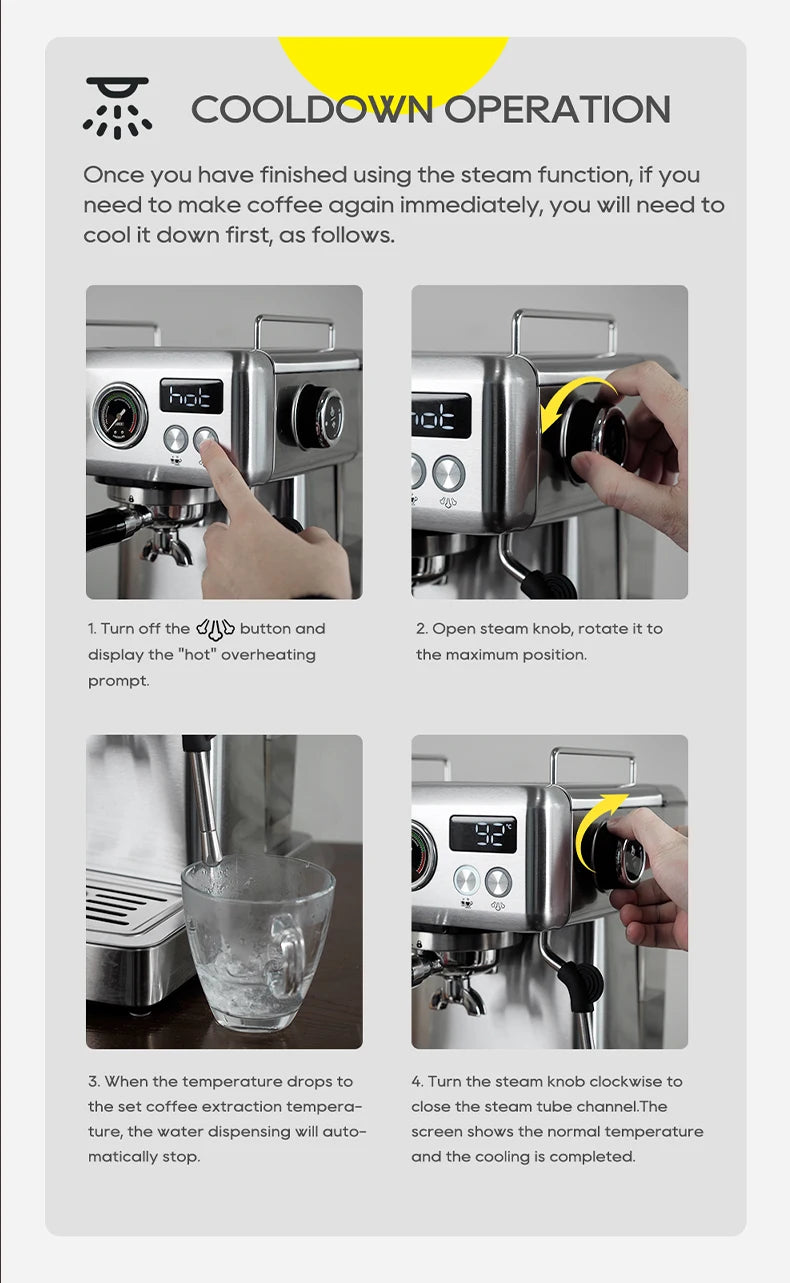 HiBREW 20 Bar Semi Automatic Espresso Machine With Portafilter