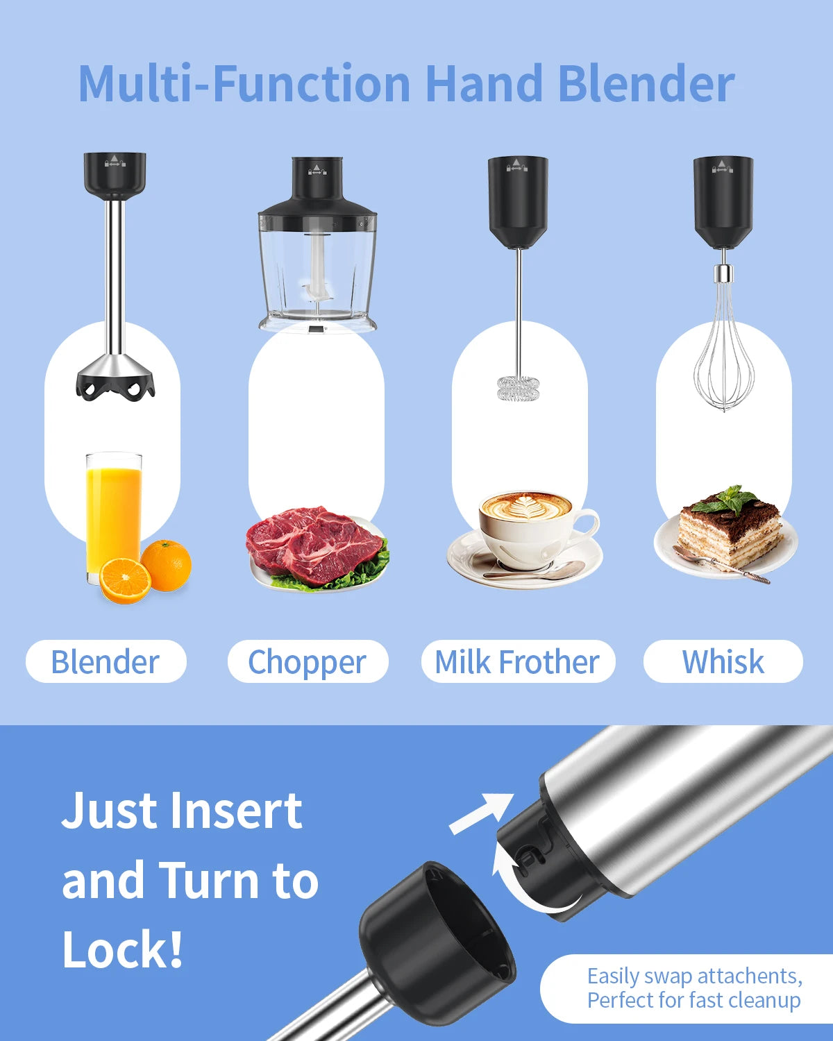 ZHIYU 1000W Immersion Handheld Blender 5 In 1 For Kitchen