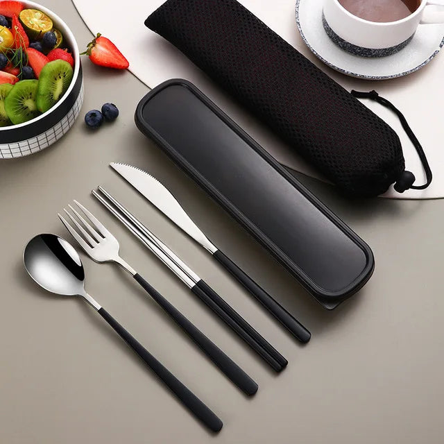 High Quality Stainless Steel Portable Cutlery Set With Travel Box