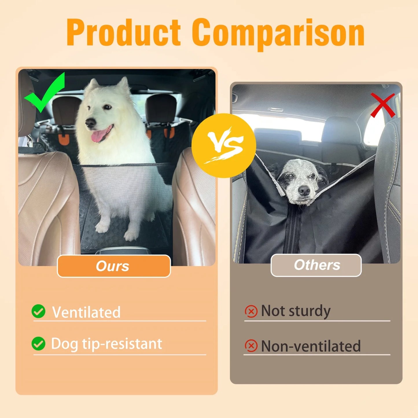 BINGOPAW Waterproof Dog Car Seat Cover with Hammock and Pockets