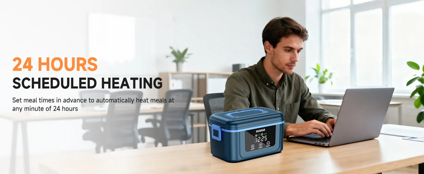 Cordless Electric Lunch Box Self Heating Portable 24 Hour Rechargeable