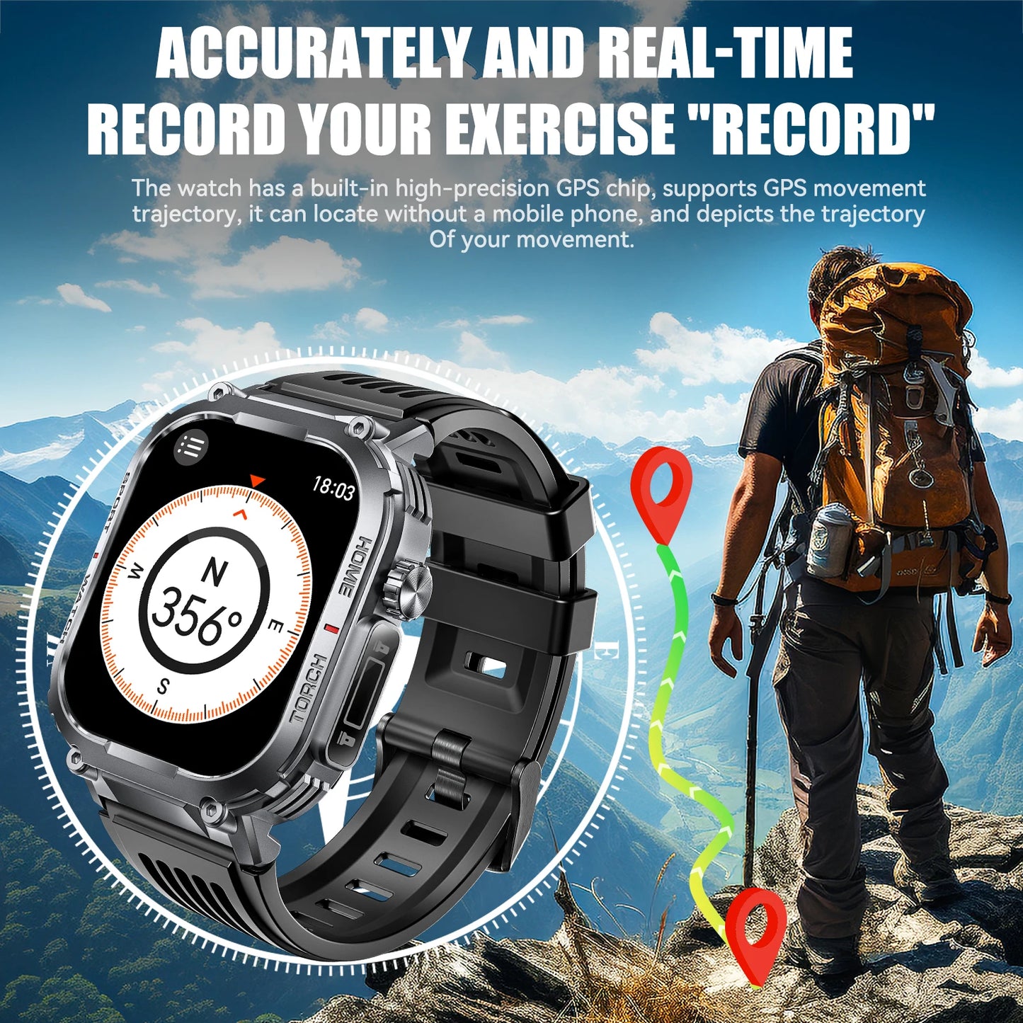 LaNikar Smart Watch Men 3ATM Waterproof Heart Rate Fitness Tracker