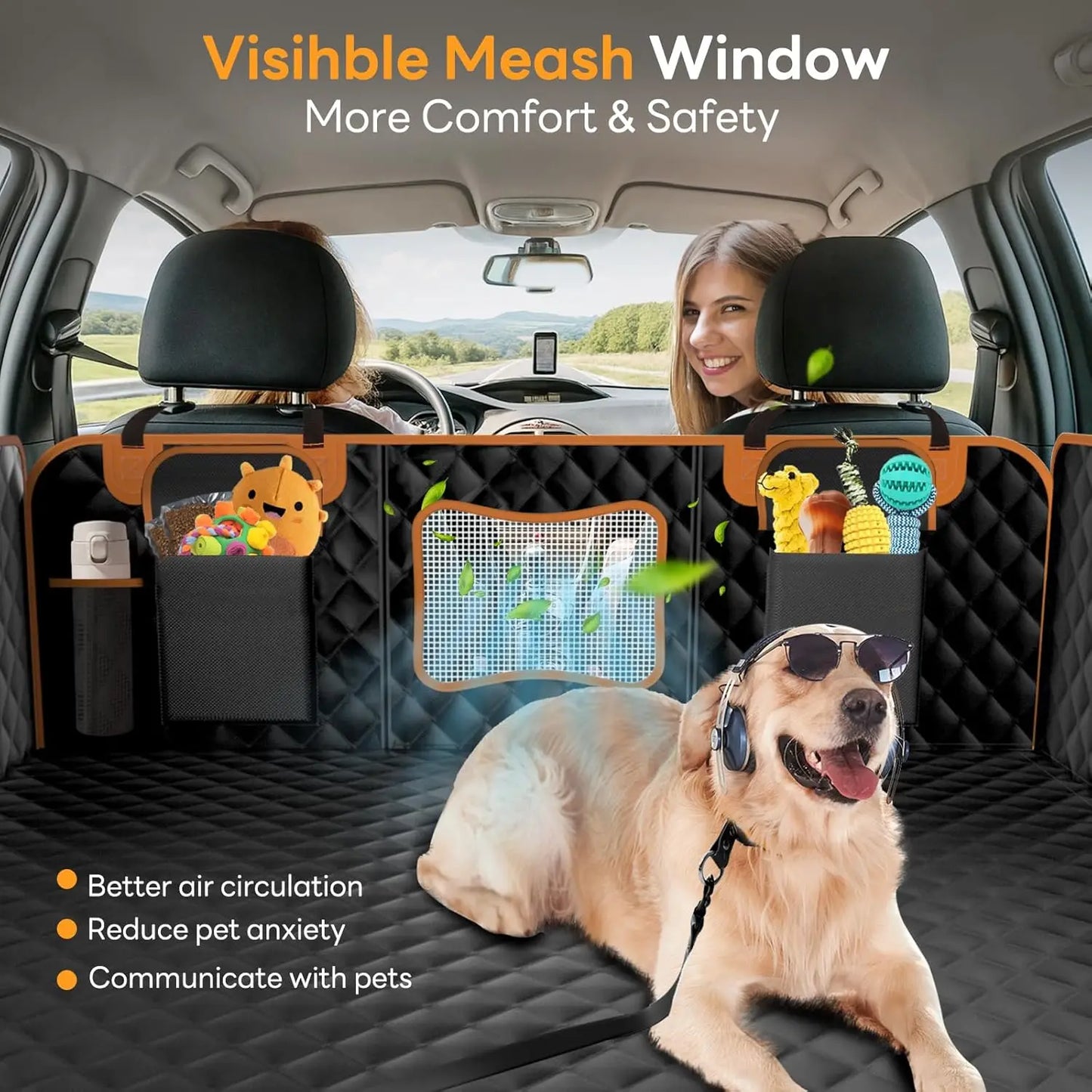 Waterproof Dog Car Seat Cover With Hard Bottom Hammock For SUV And Truck Scratch Proof Up To 500 Lbs