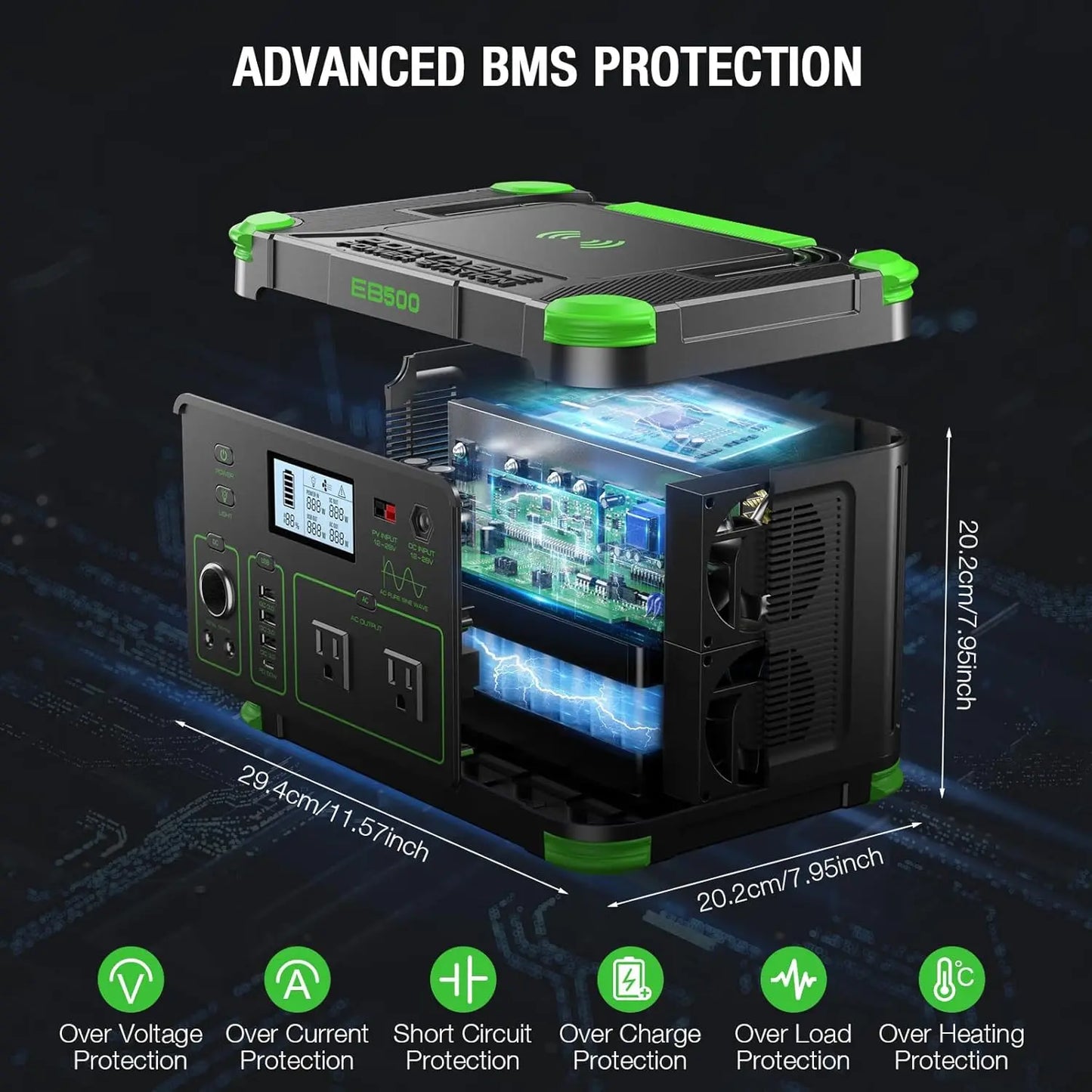 Portable Power Station 500W 519Wh Solar Generator USB C PD