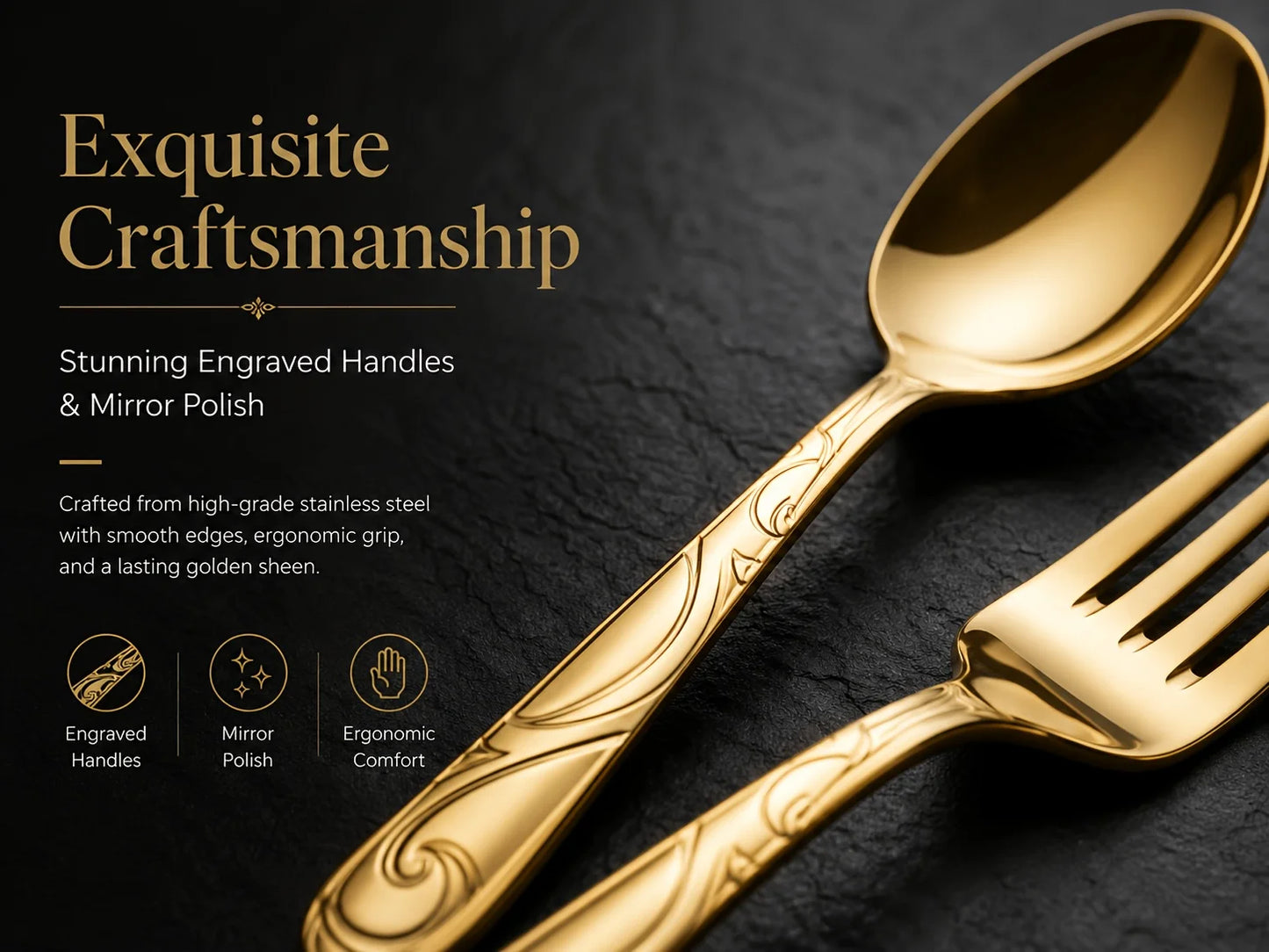Stainless Steel Flatware Set Mirror Polished Dishwasher Safe Kitchen Utensils