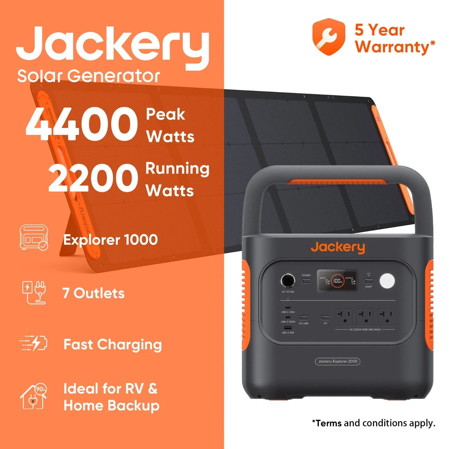 Jackery Explorer 2000v2 Portable Power Station With 200W Solar Panel