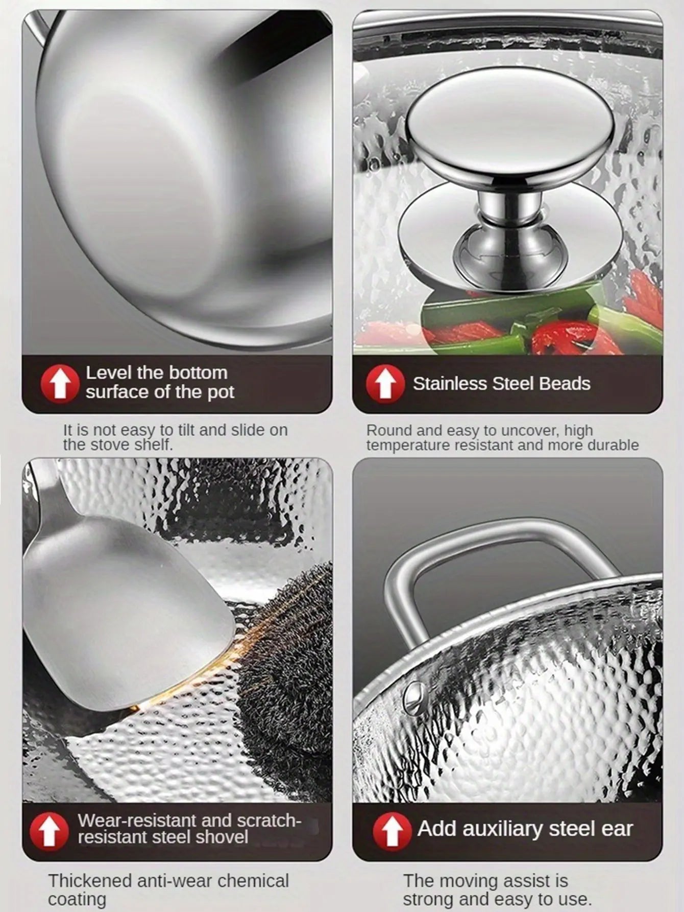 Titanium Round Bottom Wok Uncoated Nonstick Pan Induction Compatible