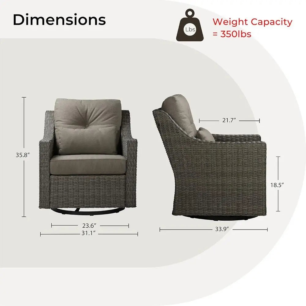 360 Degree Swivel Wicker Rocking Chair With Cushions