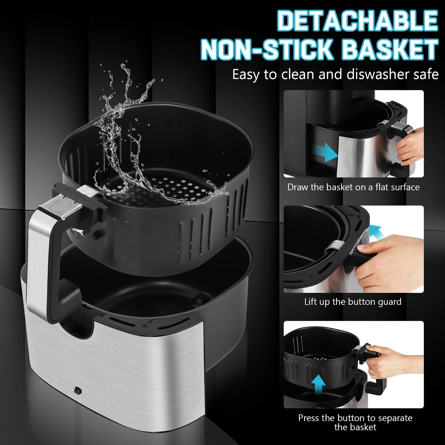 KitCook AF7502 1500W Air Fryer With Digital Touch Screen And 8 Presets