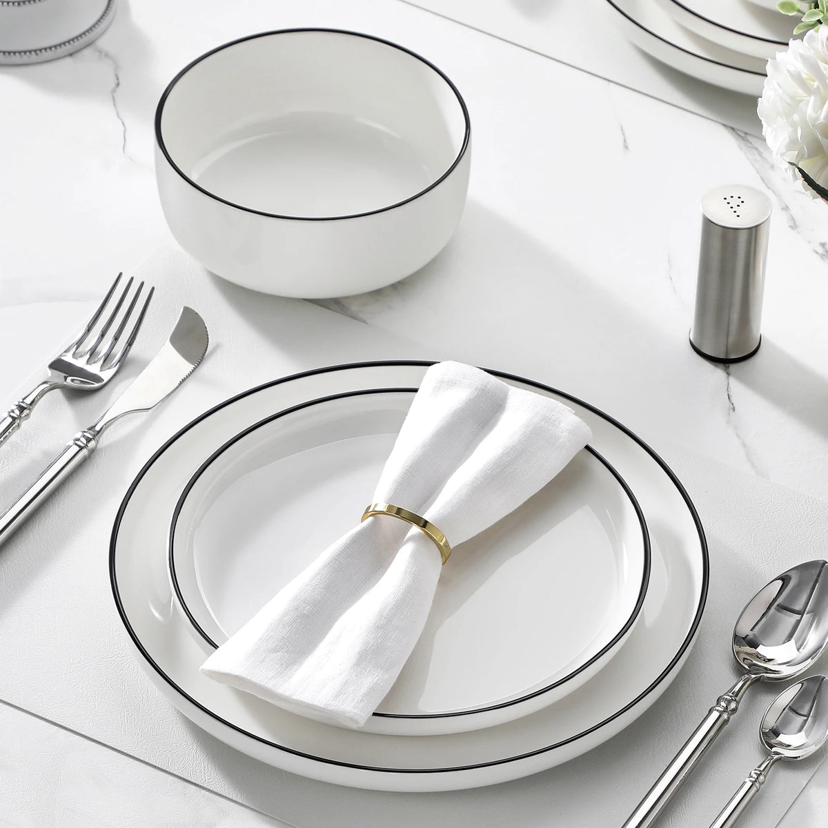 Malacasa Ceramic Dinnerware Set With Plates And Bowls