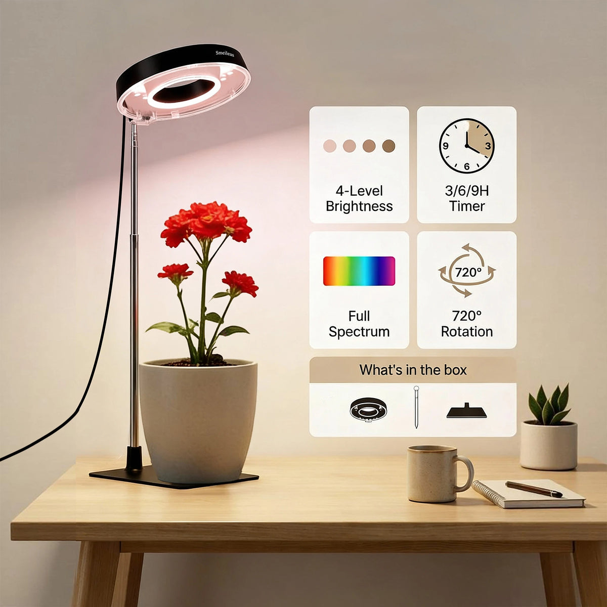 Smeileas Full Spectrum LED Plant Grow Light With Magnetic Flexible Head