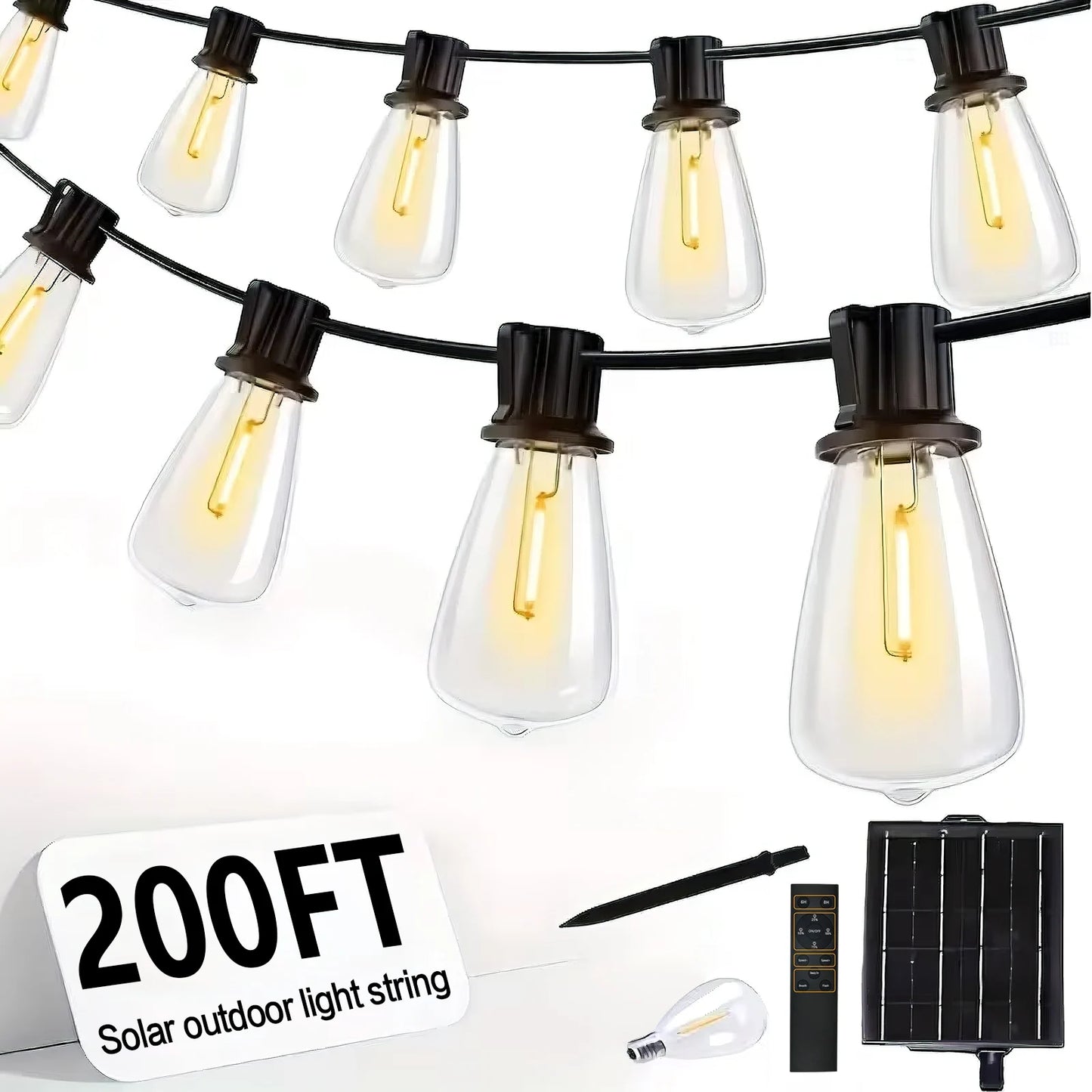 ST38 Solar String Lights Remote Waterproof Outdoor
