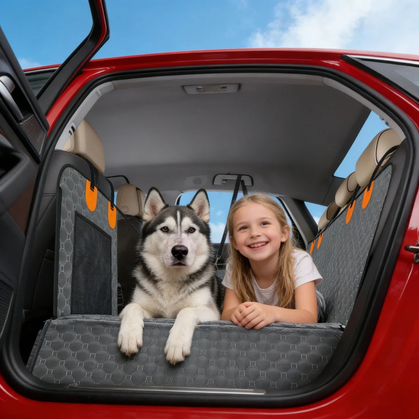 BINGOPAW Waterproof Dog Car Seat Cover with Hammock and Pockets