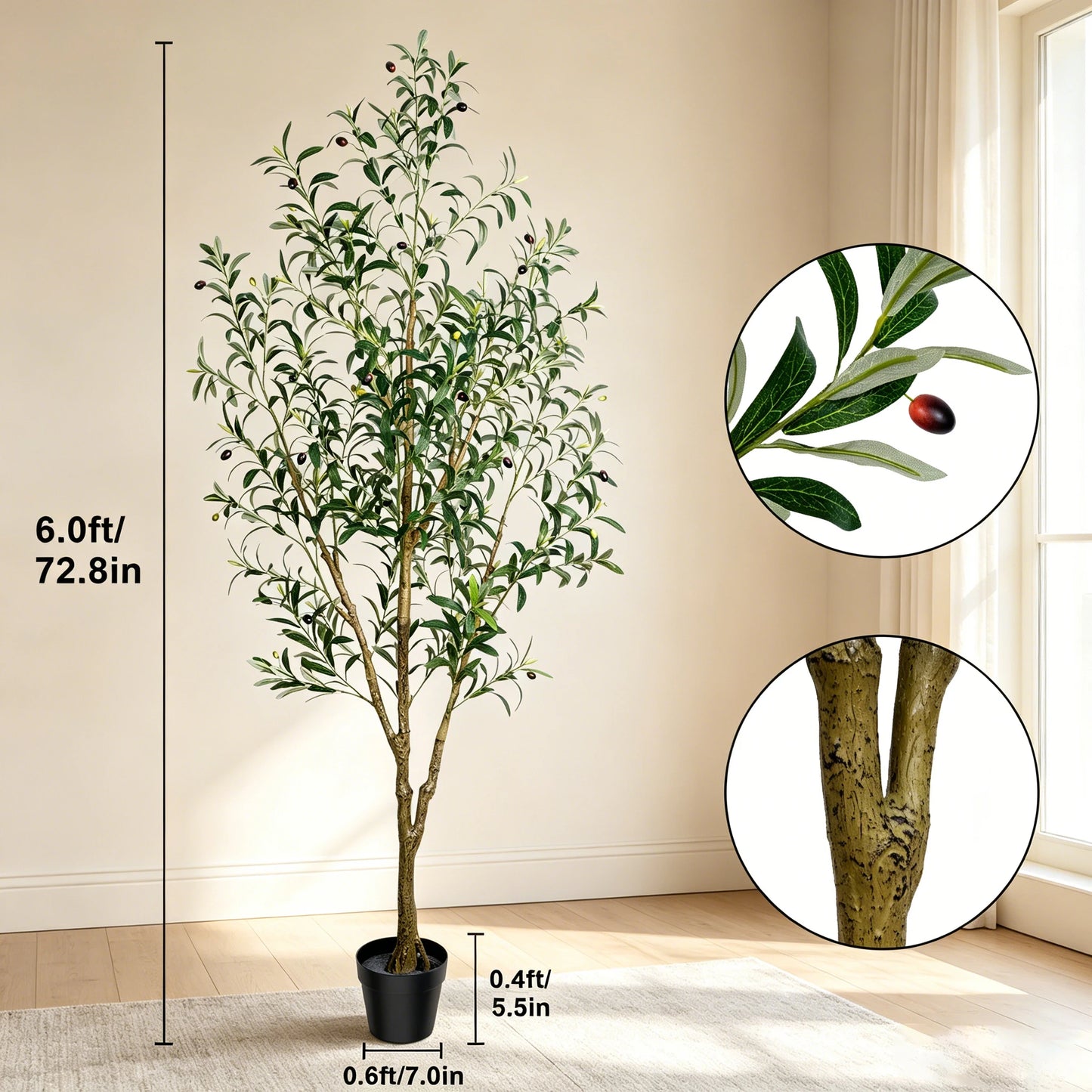 Artificial Olive Tree Indoor Floor Plant With Lifelike Fruits