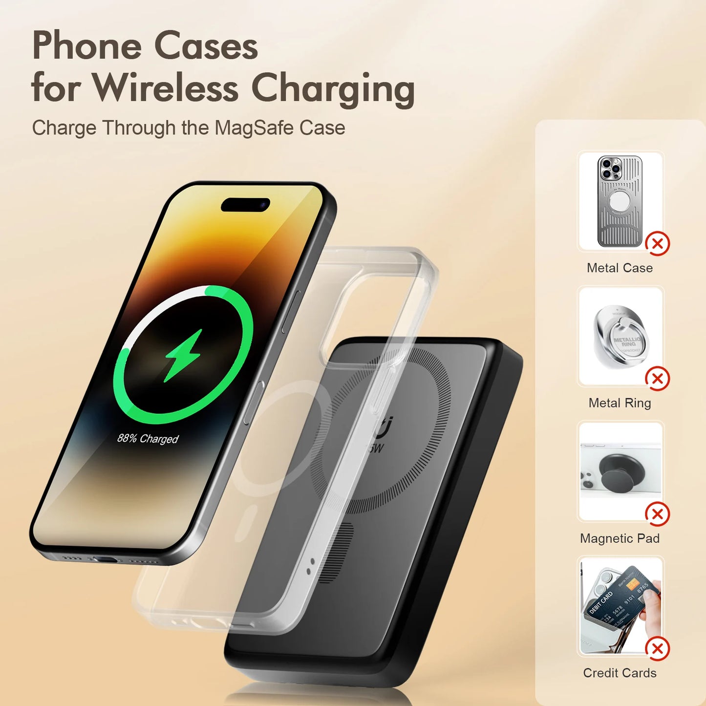 Magnetic Wireless Power Bank 10000mAh USB C Fast Charge