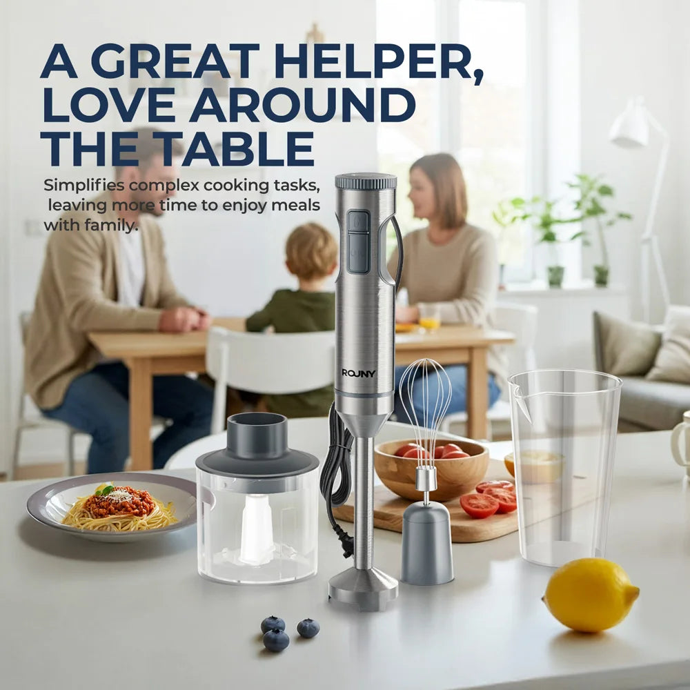 Rouny Hand Immersion Blender 1200W 4In1 Stainless Steel
