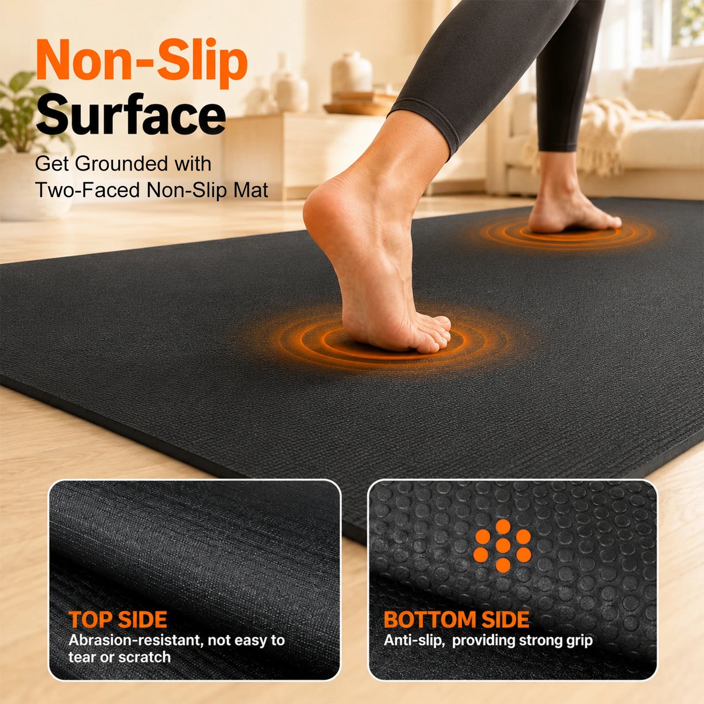 Non Slip PVC Yoga Mat For Home Gym Workouts Fitness