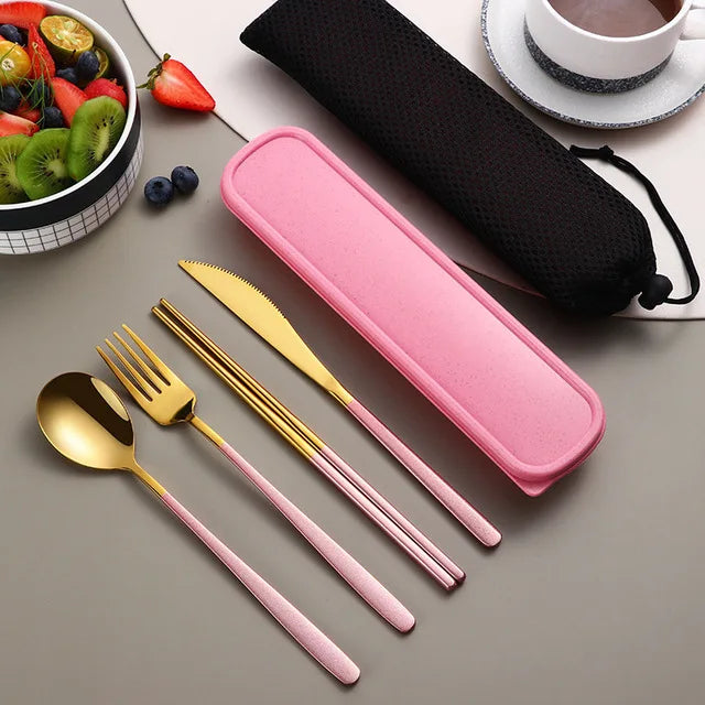 High Quality Stainless Steel Portable Cutlery Set With Travel Box