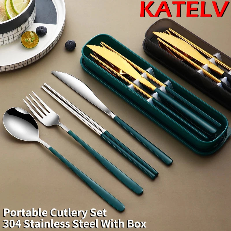 High Quality Stainless Steel Portable Cutlery Set With Travel Box