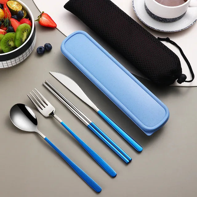 High Quality Stainless Steel Portable Cutlery Set With Travel Box