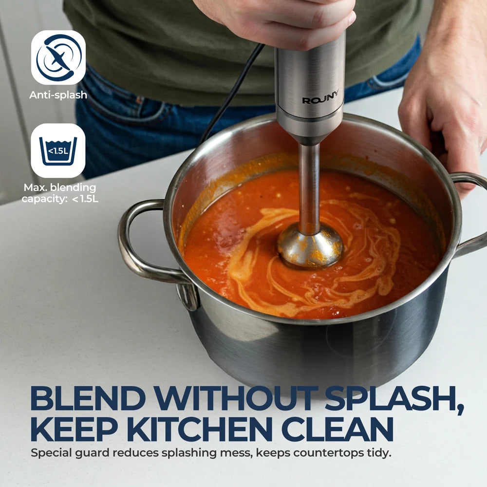 Rouny Hand Immersion Blender 1200W 4In1 Stainless Steel