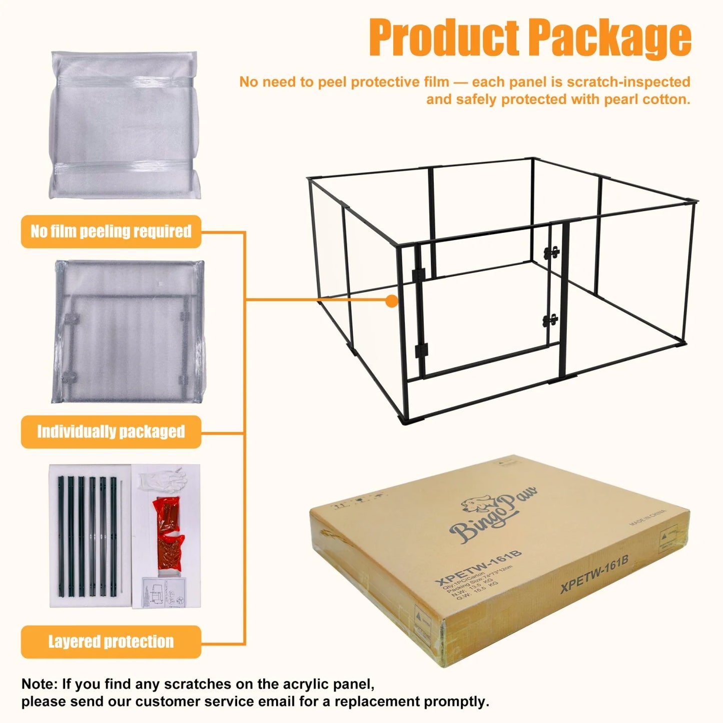 Bingopaw Durable Acrylic Dog Exercise Pen Whelping Fence For Puppies