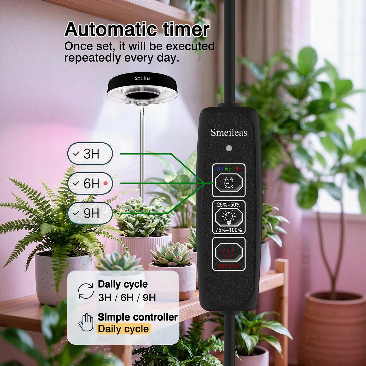 Smeileas Full Spectrum LED Plant Grow Light With Magnetic Flexible Head