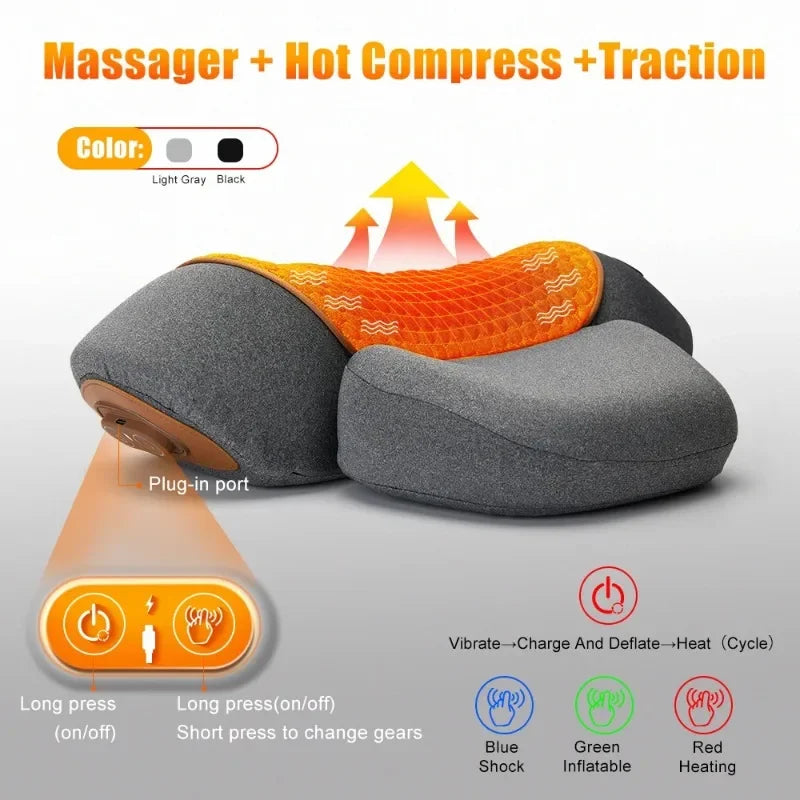 PAQIN Electric Neck Massager Pillow Heating Vibration Cervical Back Support