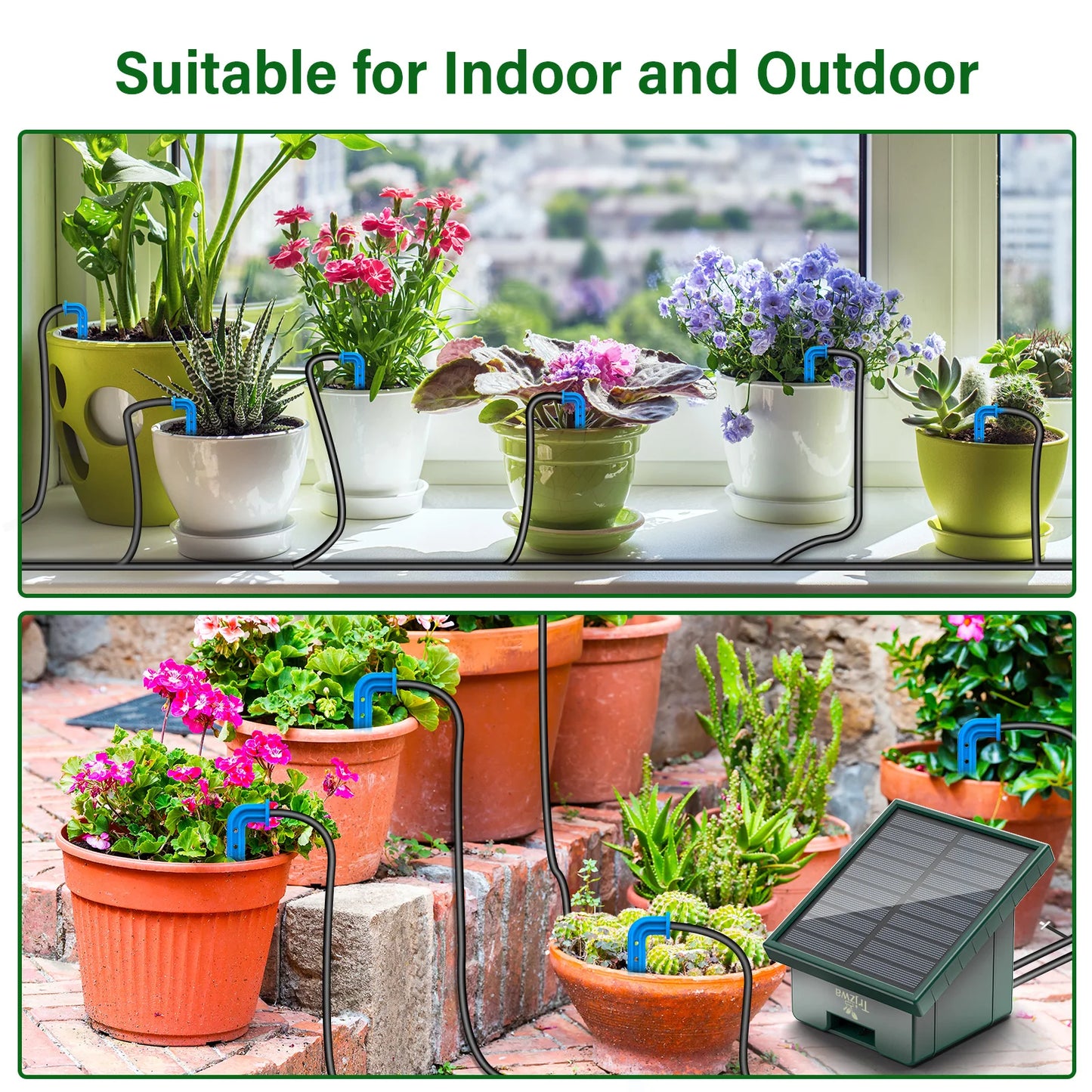 Solar Drip Irrigation System Garden Balcony Kit With 300 Programs