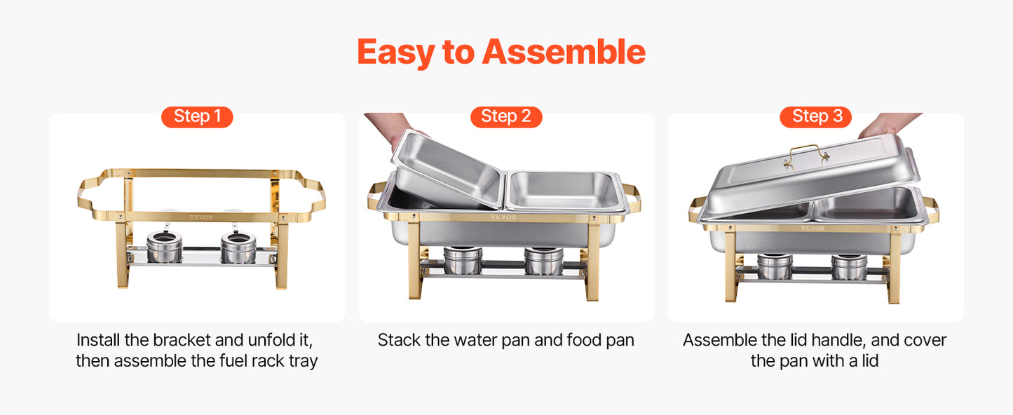 SucceBuy 4 Pack Chafing Dish Buffet Set Stainless Steel Chafer With Pans