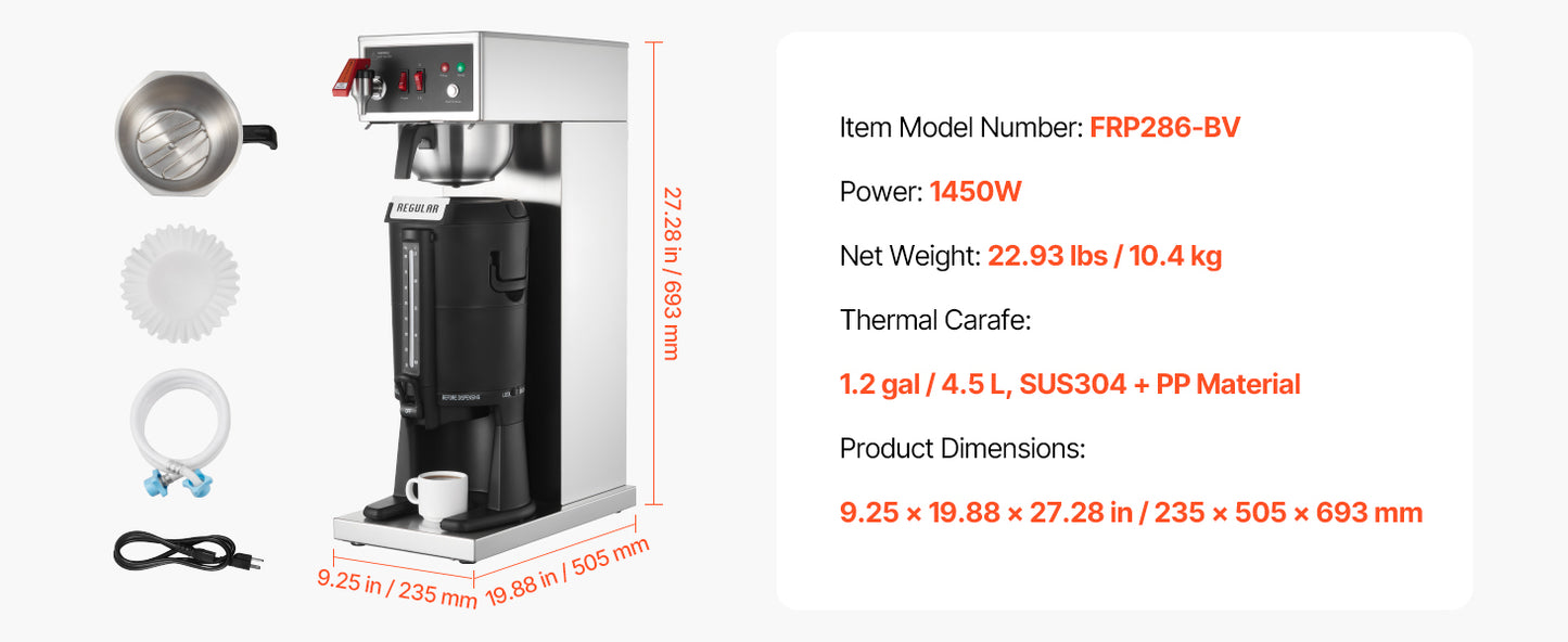 SucceBuy Stainless Steel Commercial Drip Coffee Maker Restaurant Office